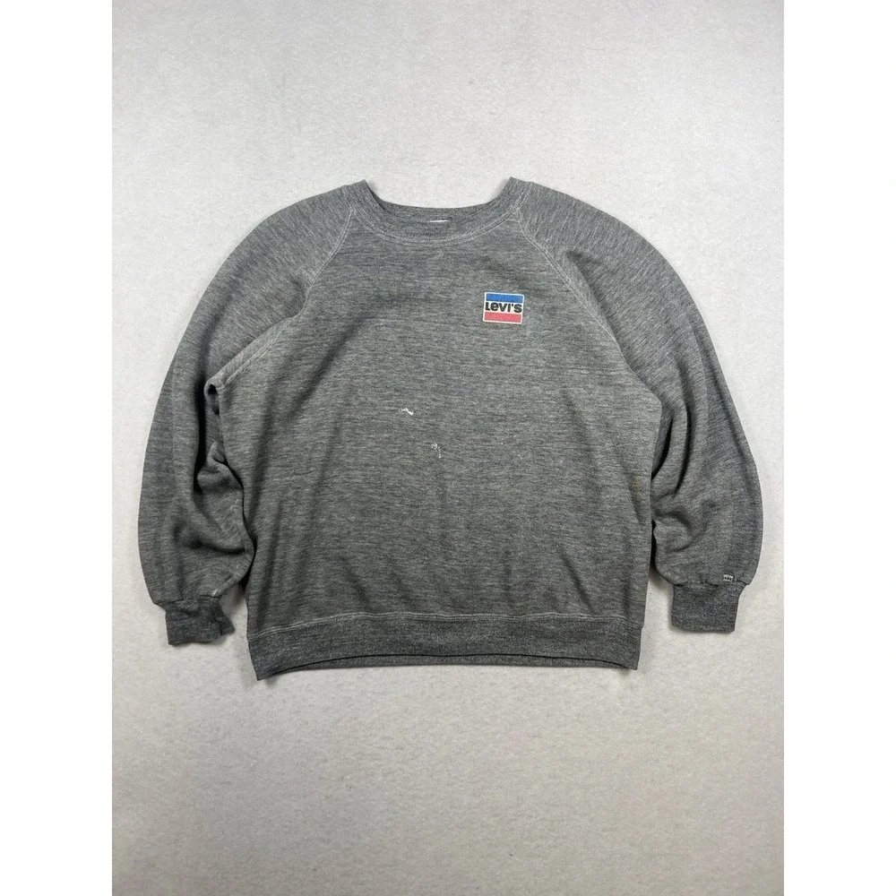 Levi's Vintage Raglan Sweatshirt Medium Red Crewneck 1980s 90s USA Made Paint